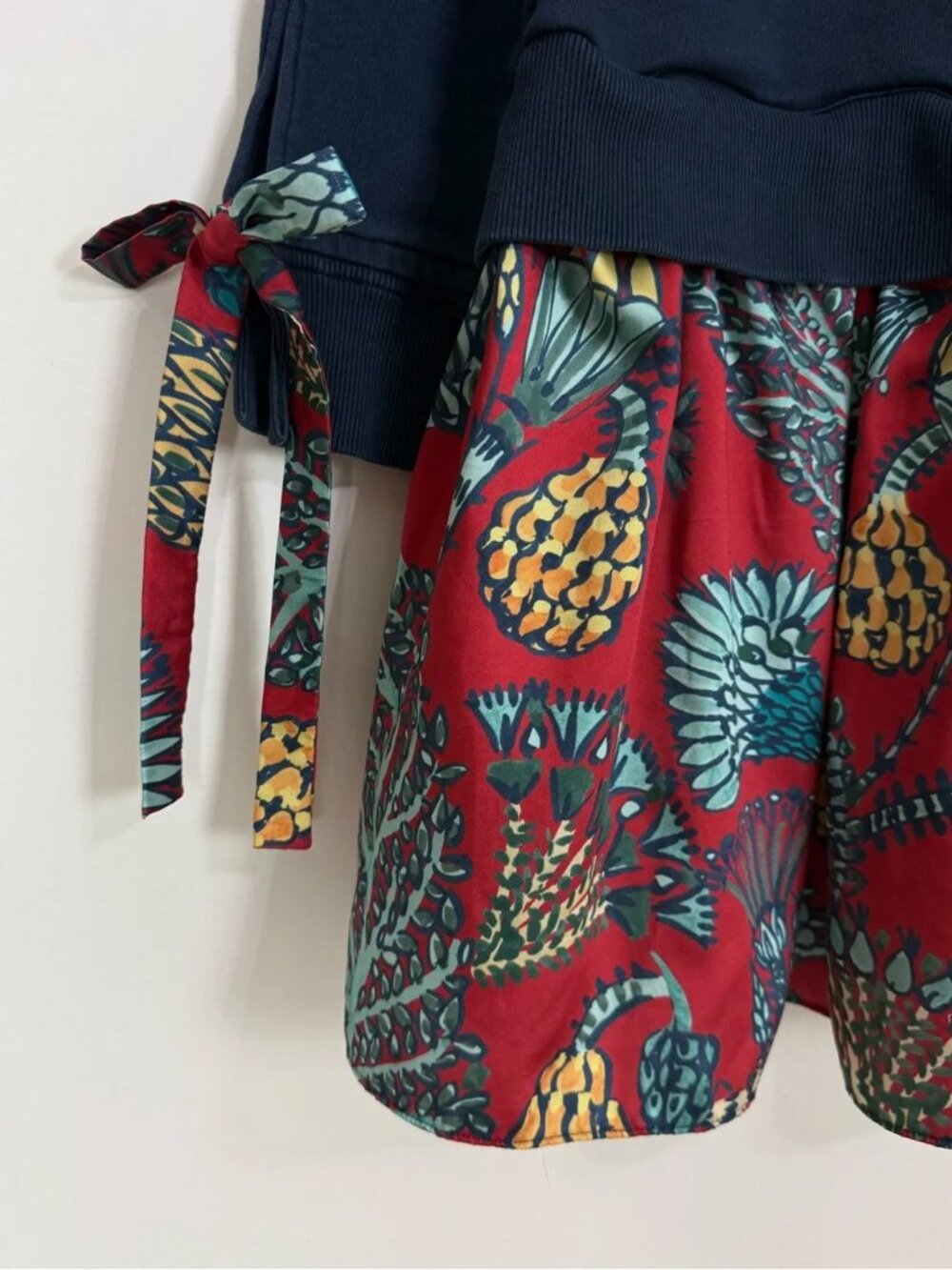 La DoubleJ Sporty Dress Layered Mini Sicomore Red Navy w/ Ribbon Cuffs Cute! MED - Picture 14 of 16
